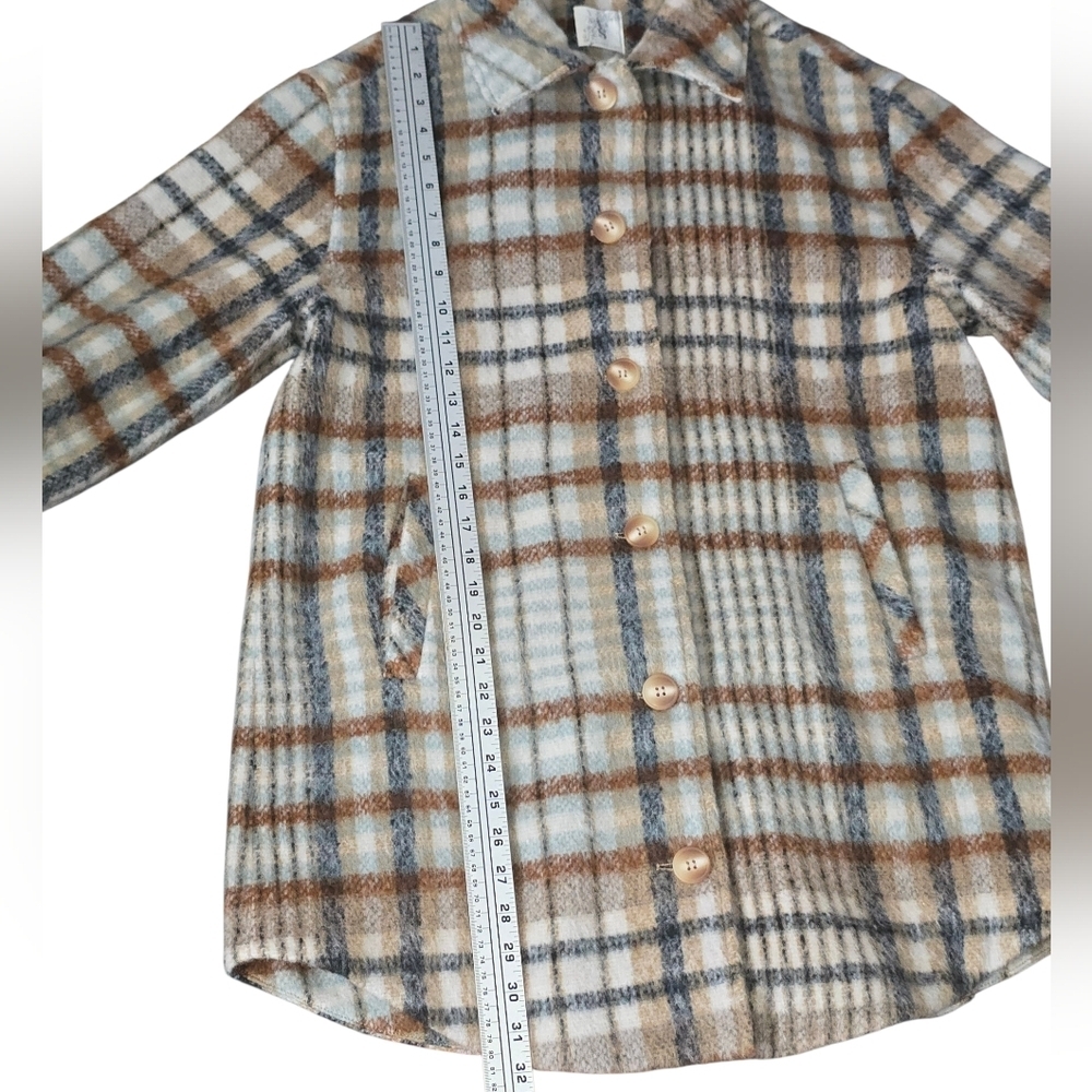 Altar'd State Plaid Teddy Jacket Size M Neutral Tones - Picture 7 of 8